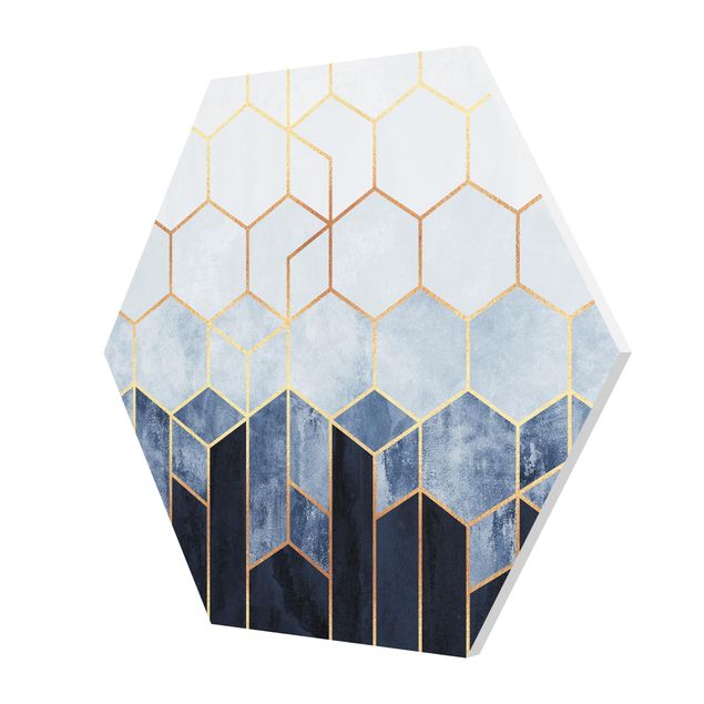 Quadros de Elisabeth Fredriksson Golden Hexagons Blue White
