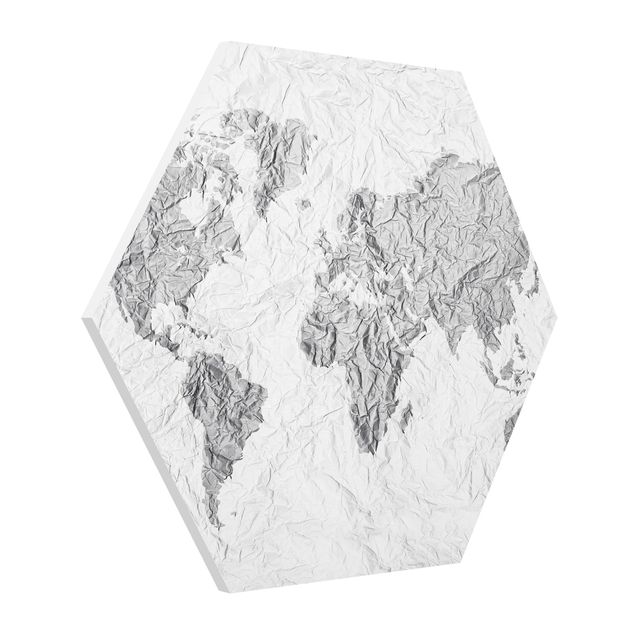 Quadros modernos Paper World Map White Grey
