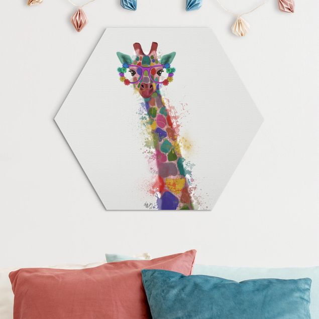 Quadros girafas Rainbow Splash Giraffe