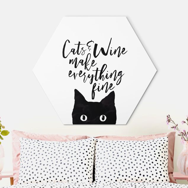 decoraçao para parede de cozinha Cats And Wine make Everything Fine