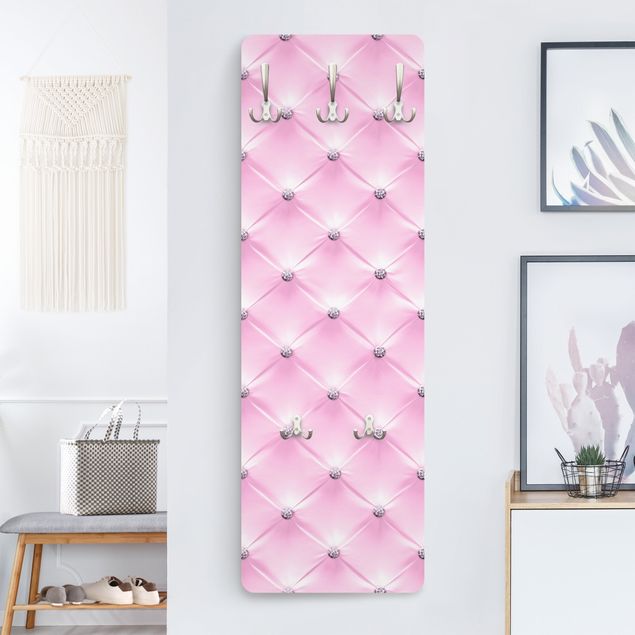 Cabides de parede padrões Diamond Light Pink Luxury