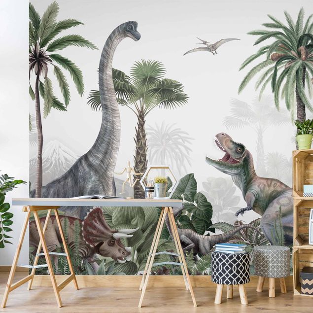 papel de parede moderno Dinosaur giants in the jungle