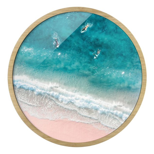 Quadros com moldura paisagens Three Surfers Paddling To The Shore