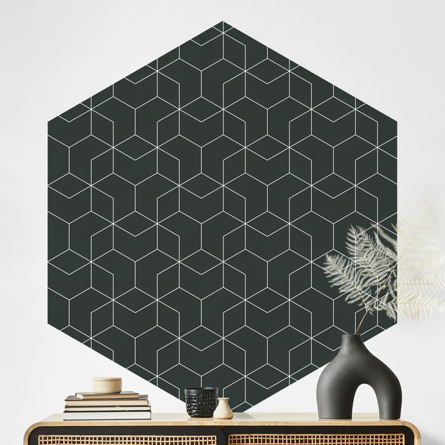 Papel de parede geométrico Three-Dimensional Cube Pattern