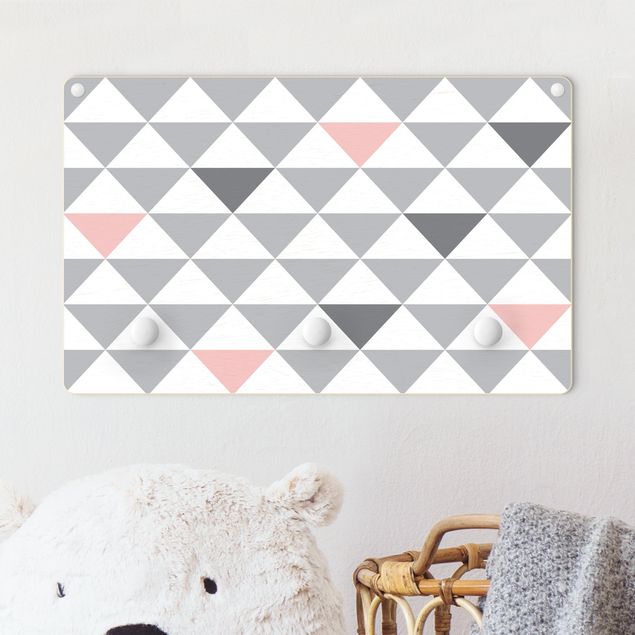 decoração quarto bebé Triangles Grey White Pink