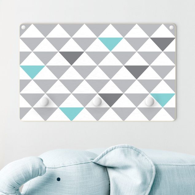 decoração para quartos infantis Triangles Grey White Turquoise