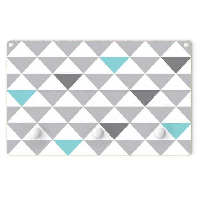 cabideiro de parede Triangles Grey White Turquoise