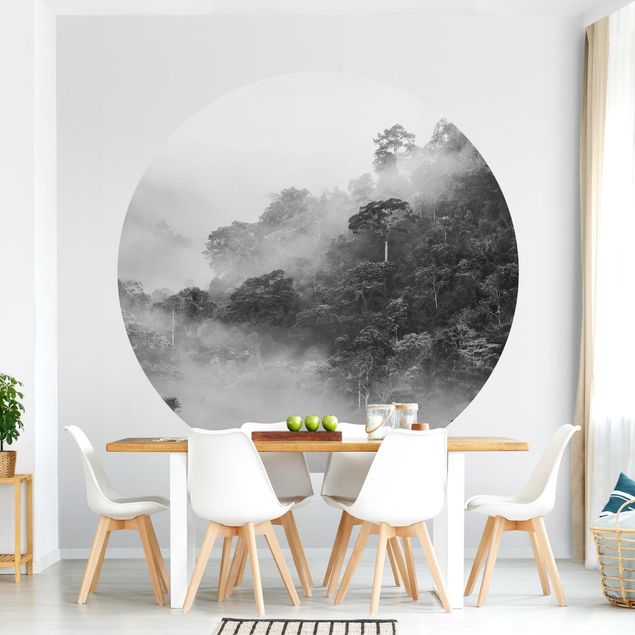 decoraçao para parede de cozinha Jungle In The Fog Black And White