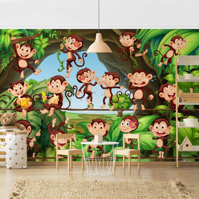 papel de parede para quarto de casal moderno Jungle Monkeys