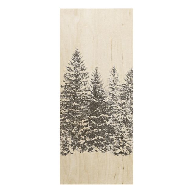 Quadros em madeira paisagens Dark Winter Landscape