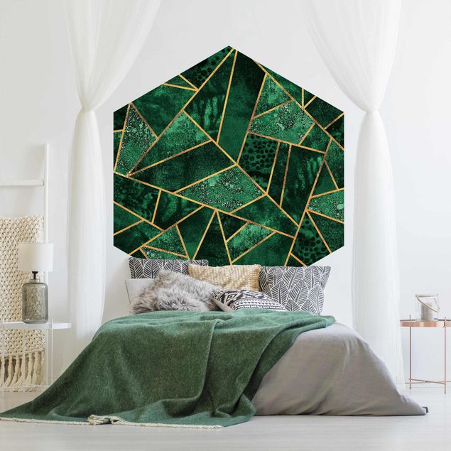 Papel de parede padrões Dark Emerald With Gold