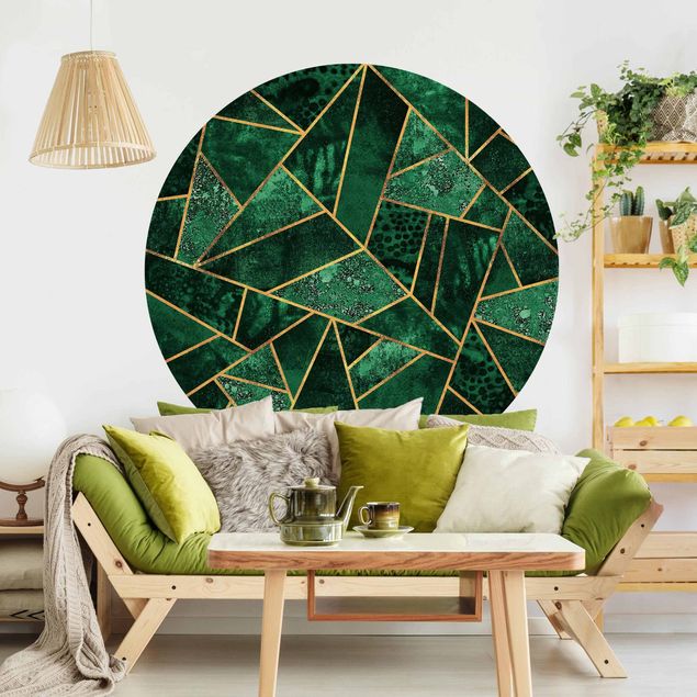 Papel de parede geométrico Dark Emerald With Gold