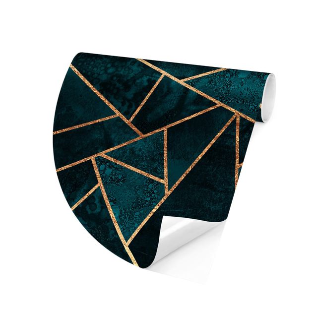 Papel de parede padrões Dark Turquoise With Gold