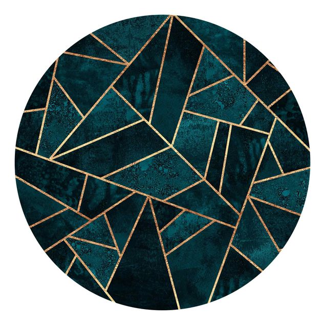 papel de parede moderno para sala Dark Turquoise With Gold