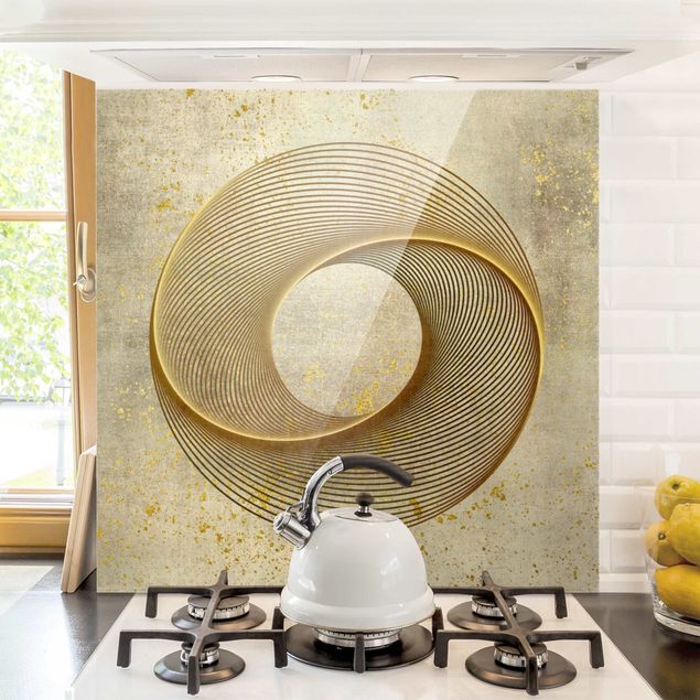 decoraçoes cozinha Line Art Circling Spirale Gold