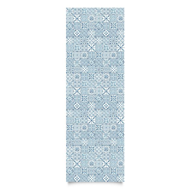Papel autocolante para móveis armários Patterned Tiles Blue White