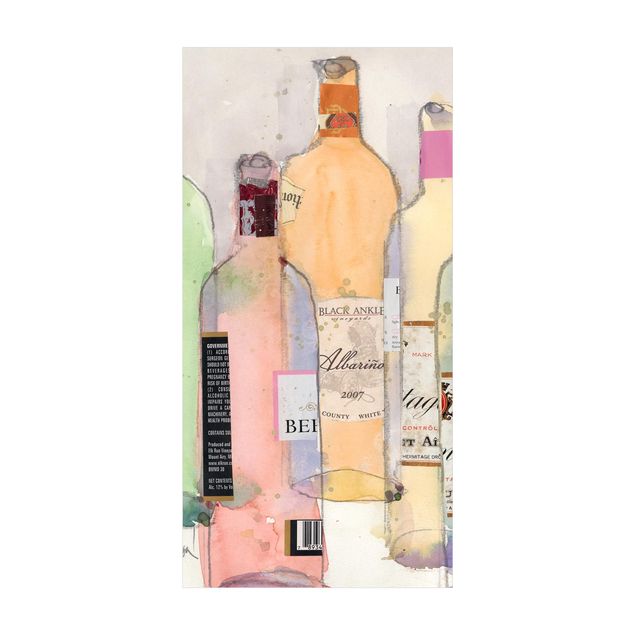 tapete para sala bege Wine Bottles In Watercolour II