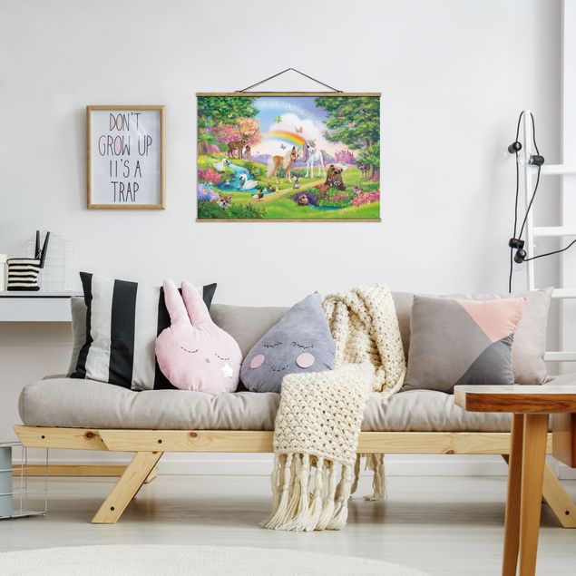 quadros modernos para quarto de casal Enchanted Forest With Unicorn
