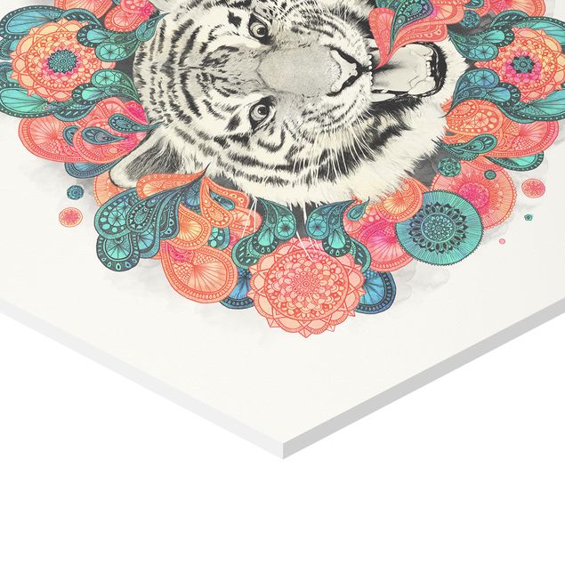 Quadros decorativos Illustration Tiger Drawing Mandala Paisley