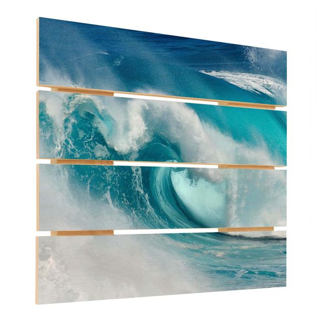 quadros em madeira para decoração Raging Waves