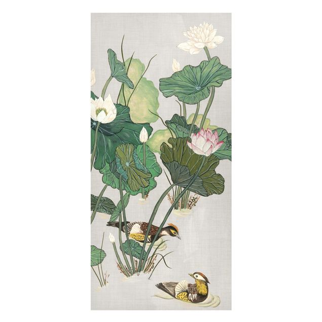 Quadros magnéticos flores Vintage Illustration Of Lotus Flowers In The Pond