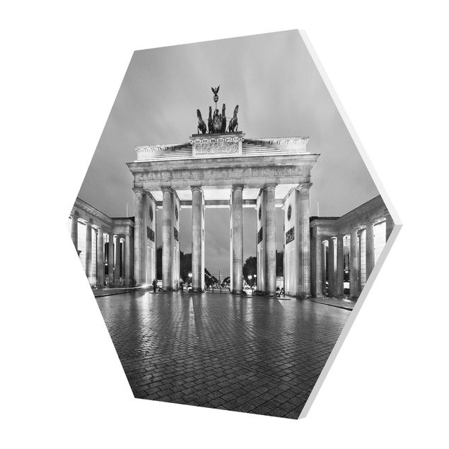 quadros em preto e branco Illuminated Brandenburg Gate II