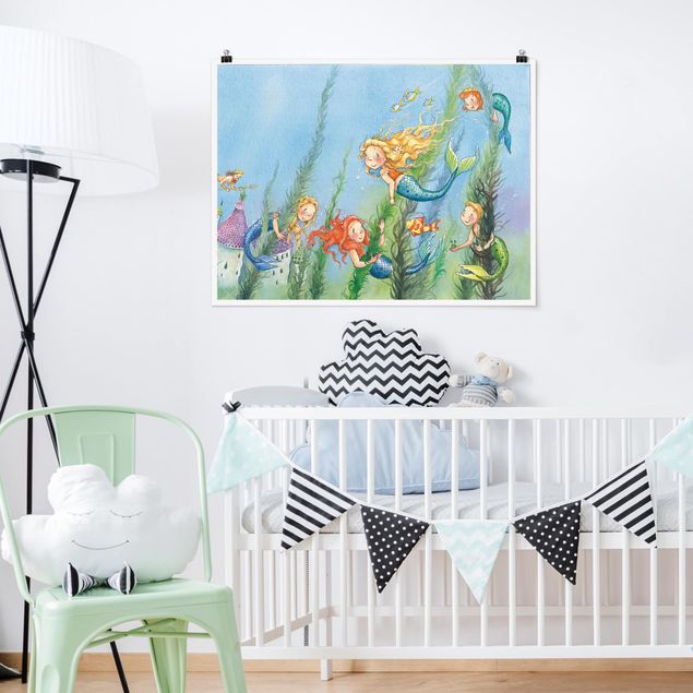 quadros modernos para quarto de casal Matilda The Mermaid Princess