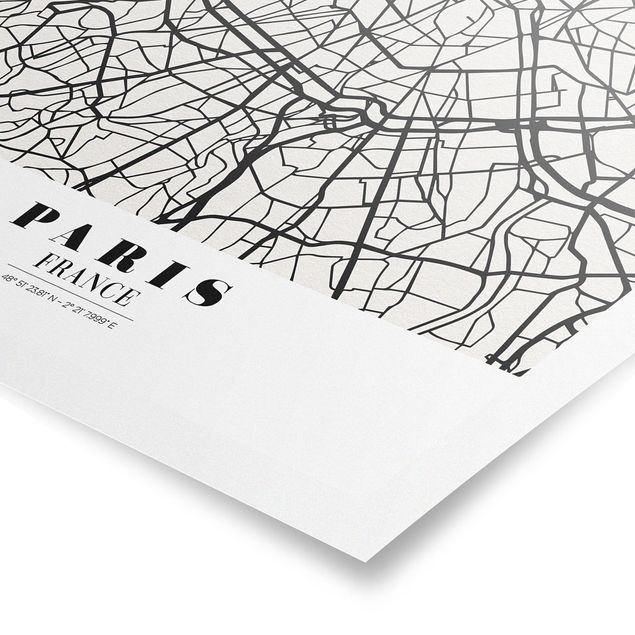 Posters cidades e paisagens urbanas Paris City Map - Classic