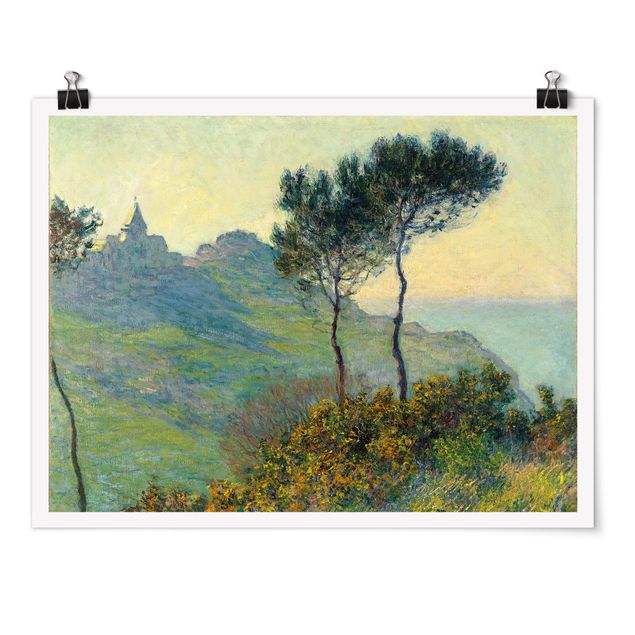 quadros de paisagens Claude Monet - The Church Of Varengeville At Evening Sun