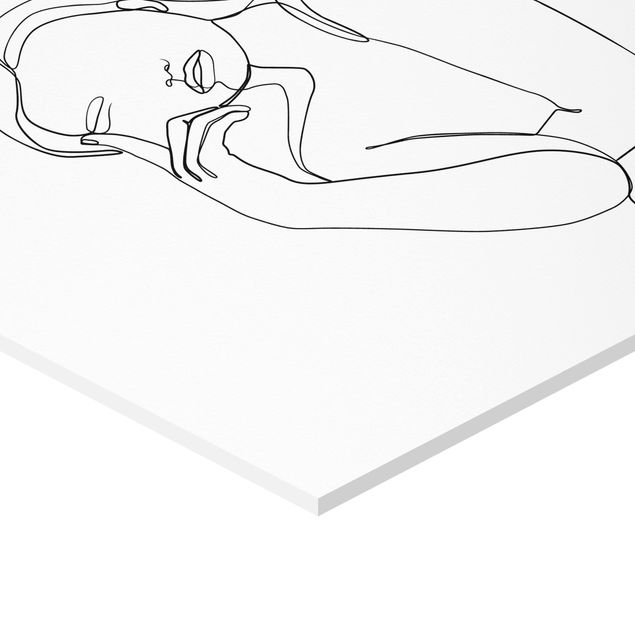 decoração quadros Line Art Pensive Woman Black And White