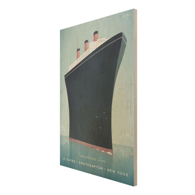 Quadros em madeira vintage Travel Poster - Cruise Ship