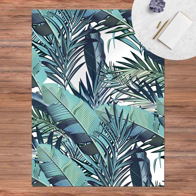 Tapete para varandas Turquoise Leaves Jungle Pattern