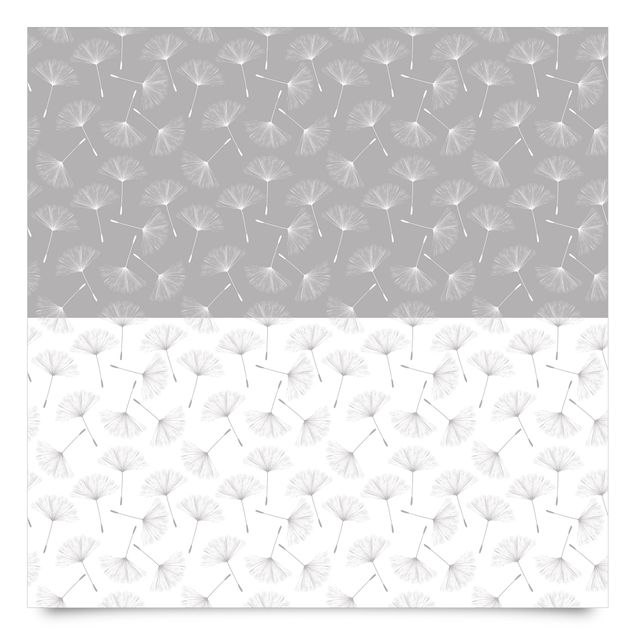 Películas autocolantes cinzas Dandelion Pattern Set In Agate Grey And Polar White