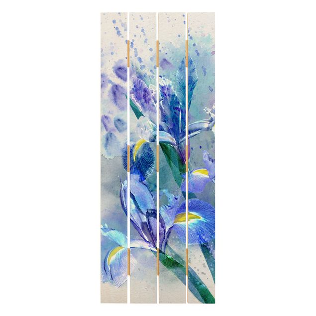 quadros em madeira para decoração Watercolour Flowers Iris