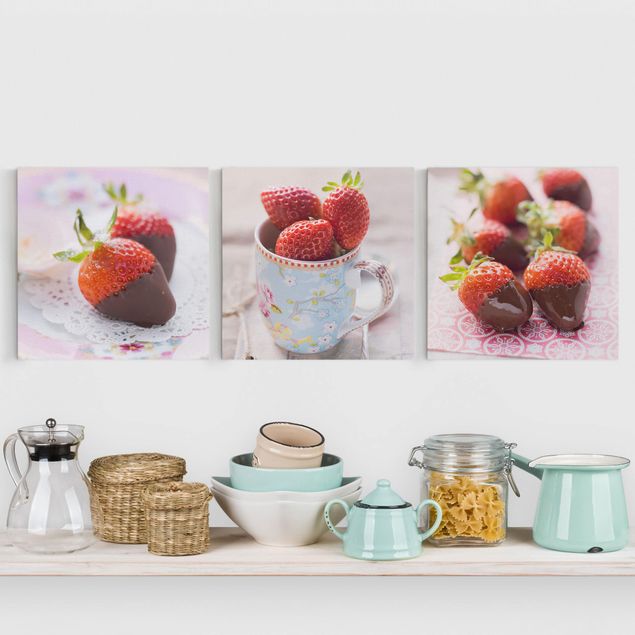 decoraçao para parede de cozinha Strawberries In Chocolate Vintage