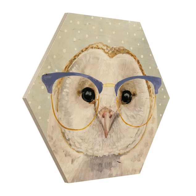 Quadros hexagonais Animals With Glasses - Owl