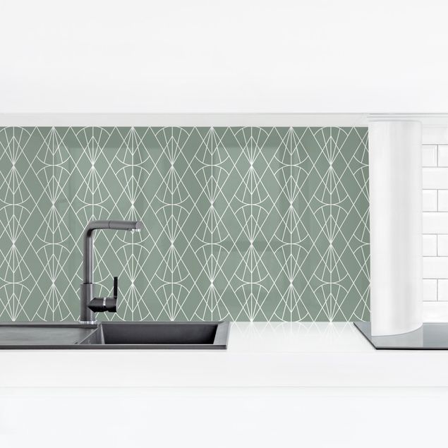 Backsplash de cozinha Art Deco Diamond Pattern In Front Of Green XXL