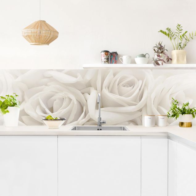 Backsplash de cozinha flores White Roses