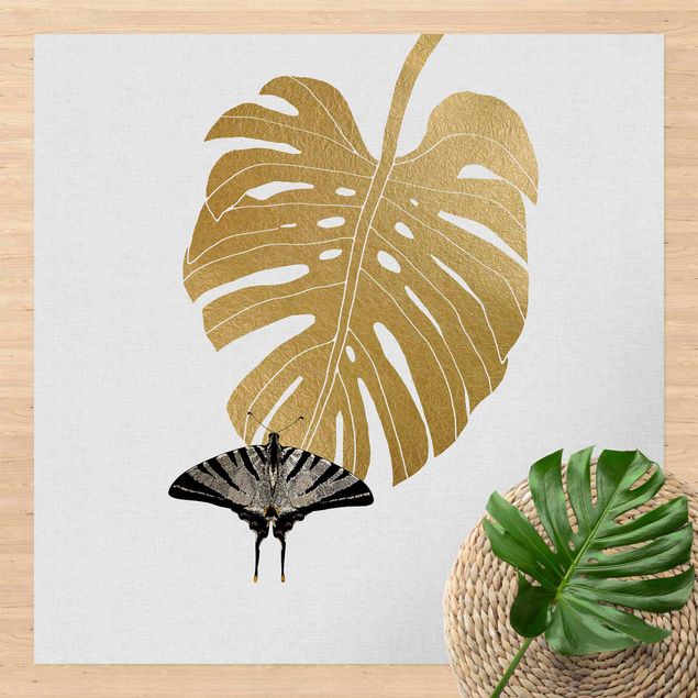tapete exterior jardim Golden Monstera With Butterfly