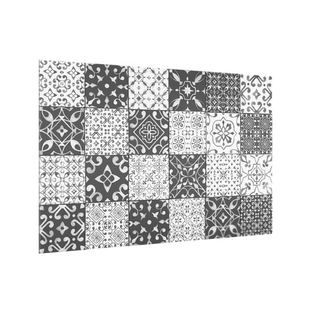 painel anti salpicos cozinha Tile Pattern Mix Gray White