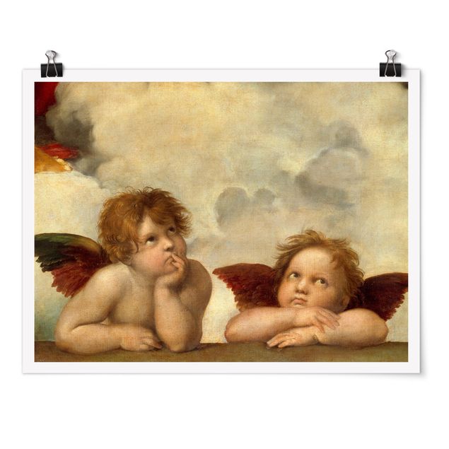 Posters quadros famosos Raffael - Two Angels. Detail from The Sistine Madonna