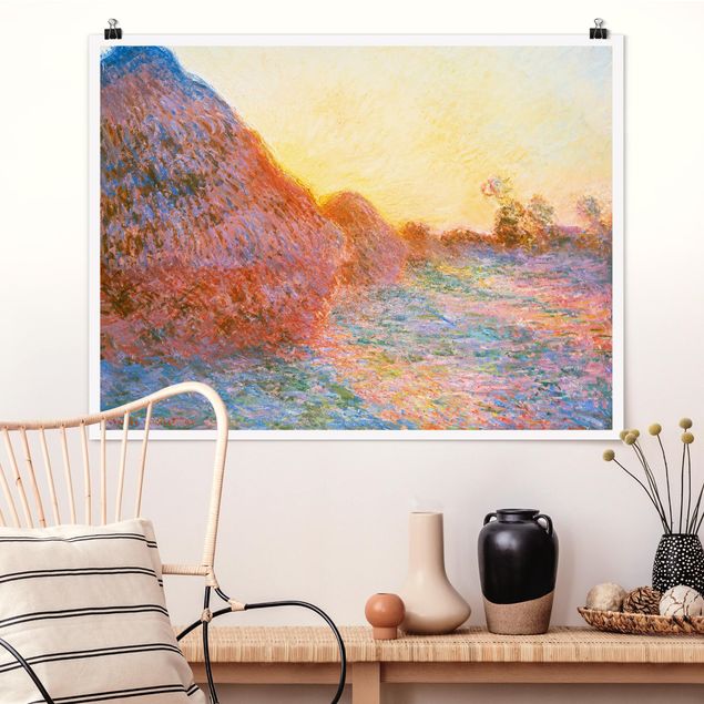 decoraçao para parede de cozinha Claude Monet - Haystack In Sunlight