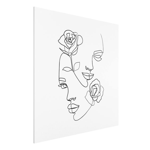 Quadros por movimento artístico Line Art Faces Women Roses Black And White