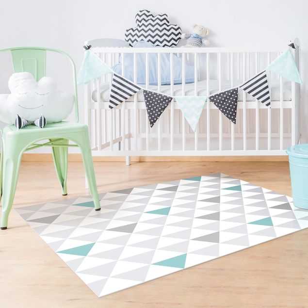 decoração quarto bebé No.YK64 Triangles Gray White Turquoise