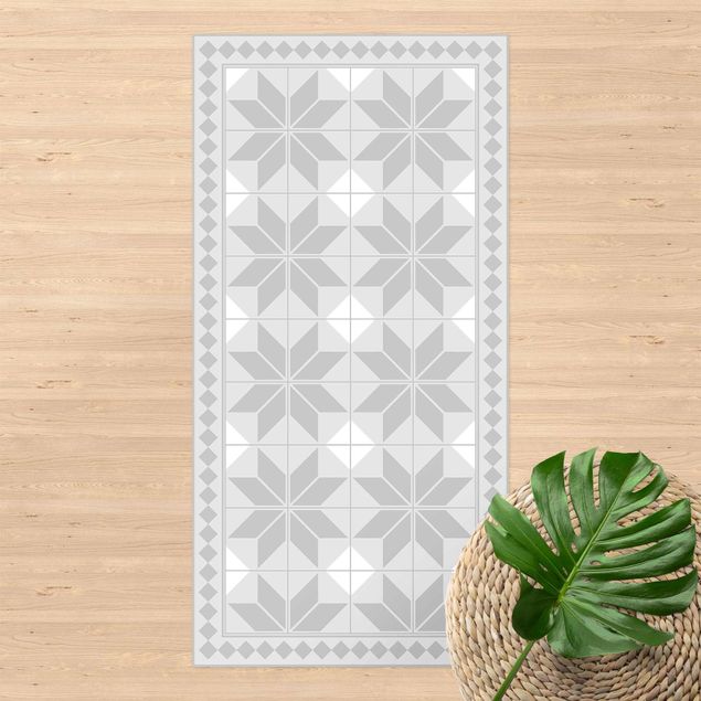 Tapetes exteriores Geometrical Tiles Star Flower Grey With Narrow Border