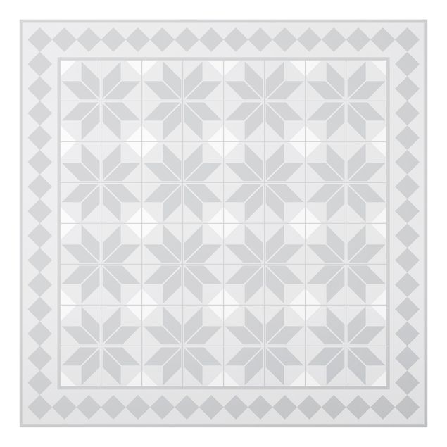 Painel anti-salpicos de cozinha Geometrical Tiles Star Flower Grey With Border