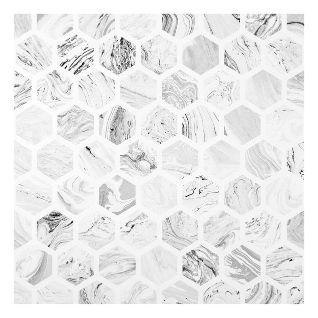 Painel antisalpicos Marble Hexagons In Greyscales
