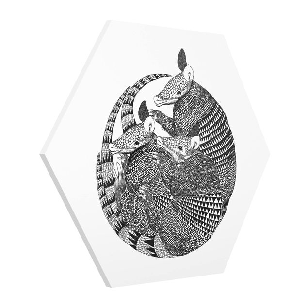 quadro animal Illustration Armadillos Black And White Pattern