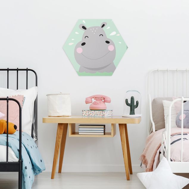 quadros modernos para quarto de casal The Happiest Hippo