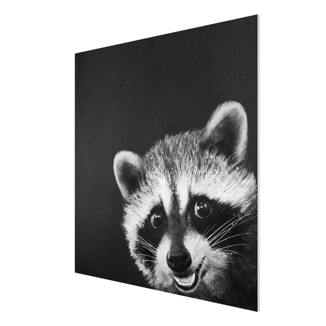 Quadros famosos Illustration Racoon Black And White Painting